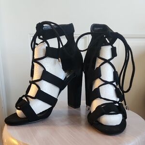 Black Strappy Heeled Sandals